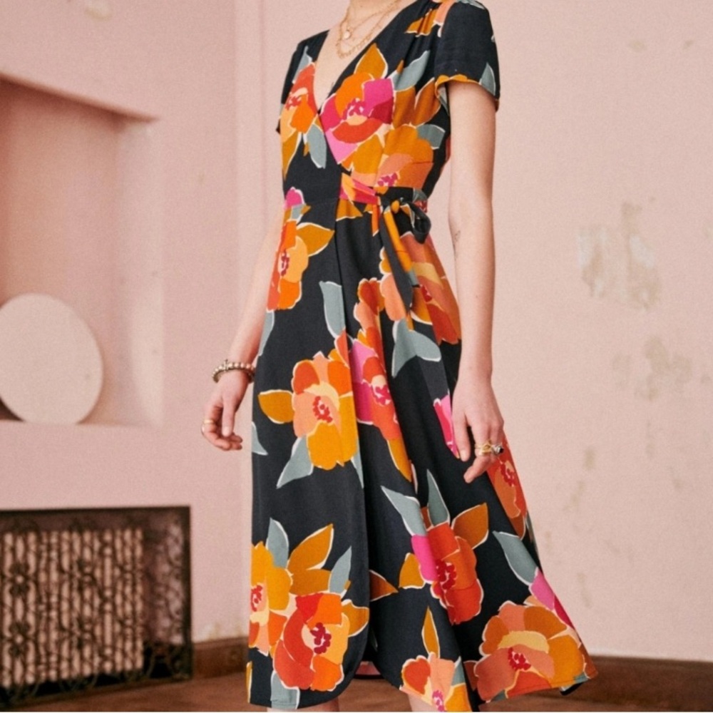 Sezane Wrap Midi Dress, Size 4